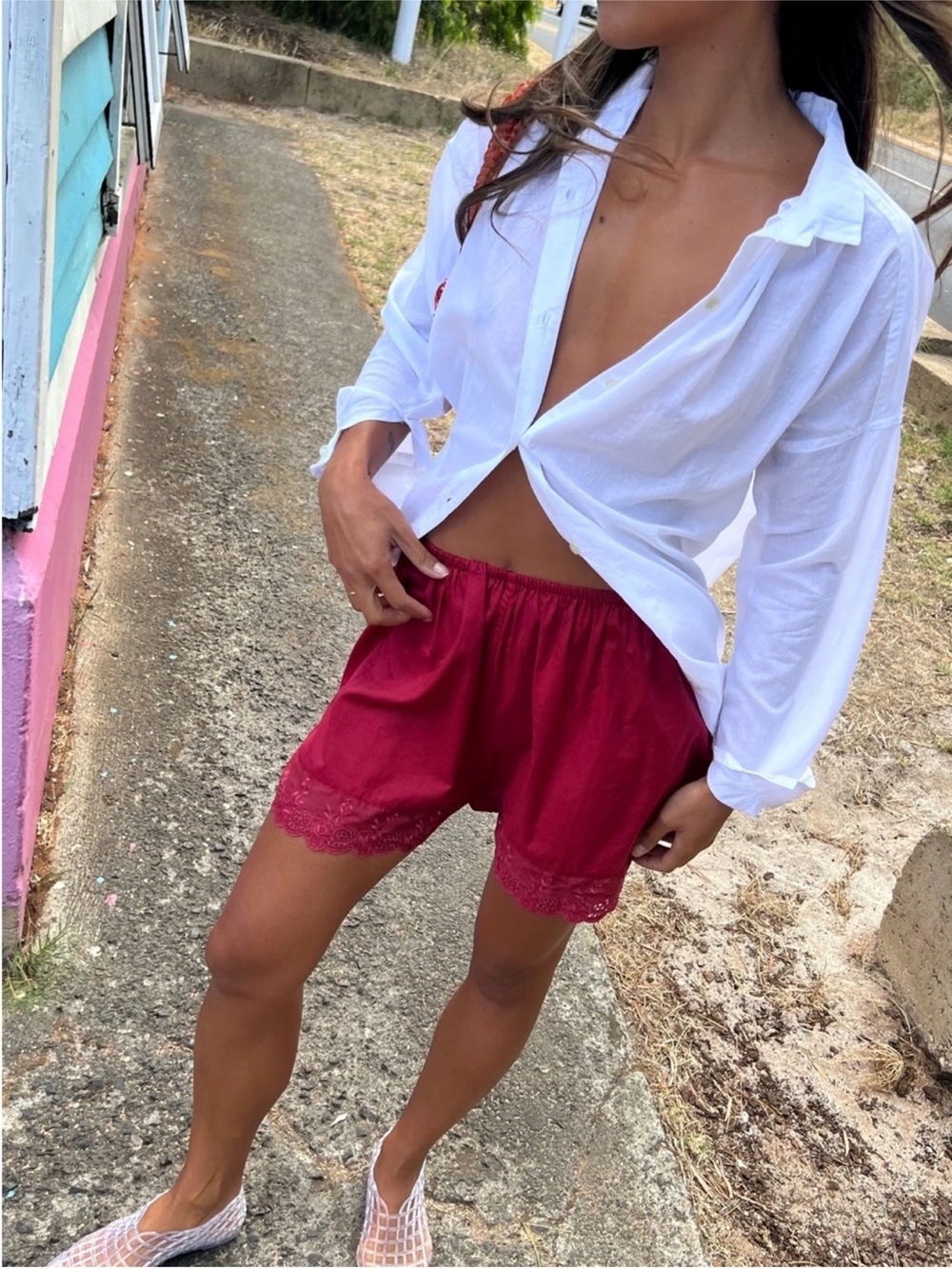 Laneway Antique Blouse and Shorts in Cherry - Picture 4 of 4